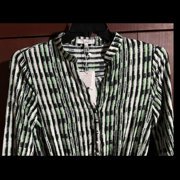 Jenn. Long Sleeve Geometric Romper Green, Black, White Size M - NWT - Picture 2 of 16